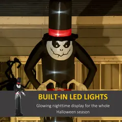 Outsunny Giant 10ft Halloween Inflatables Tall Ghost with Hat, Build-in LEDs Blow Up Scary Outdoor Decorations, for Party Yard Garden Lawn Decoration - 5