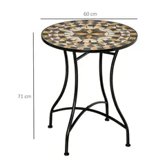 Outsunny Φ60cm Mosaic Outdoor Patio Table - Grey - 3