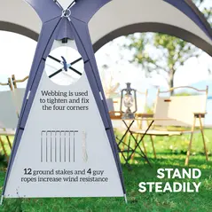 Outsunny Gazebo Party Tent, 3.5x3.5m-Cream/Blue - 8