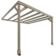 Outsunny Lean-To Wooden Pergola Kit, Decorative Garden Gazebo with Stable Structure and Concrete Anchors, 3 x 3 m, Light Brown - 1