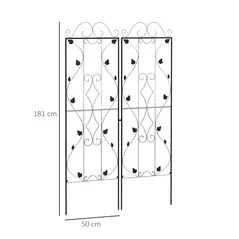 Outsunny Metal Trellis Set of 2, Garden Trellis for Climbing Plants Support Frames, Leaf Design - 3