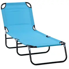 Outsunny Garden Sun Lounger, with Five-Position Back - Light Blue - 1