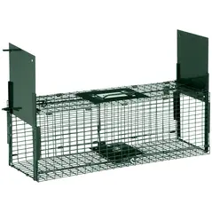 Outsunny Humane Rat Trap, Squirrel Trap with Double Doors, Live Cage Mousetrap for Indoors & Outdoors, Catch and Release Mice, Rats, Rodents, 60 x 18 x 20 cm, Green - 1
