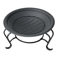 Outsunny Metal Firepit Bowl Outdoor Round Fire Pit w/ Lid, Log Grate, Poker for Backyard, Camping, BBQ, Bonfire, Wood Burning Stove, 56 x 56 x 45cm, Black - 9