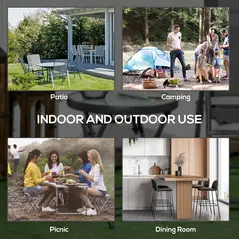 Outsunny Φ45cm Garden Side Table, Outdoor Round Folding Patio Table with Imitation Marble Glass Top, Small Coffee Table, White - 6