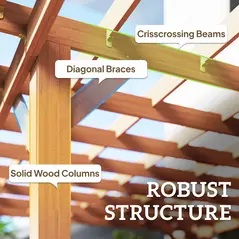 Outsunny Graden Pergola Kit, Wooden Pergola Gazebo Grape Trellis with Stable Structure, 3.6 x 3.6m, Dark Brown - 4
