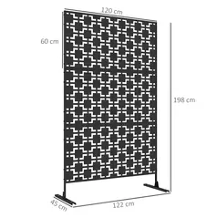 Outsunny Metal Decorative Privacy Screen Outdoor Divider, Black Grid - 3