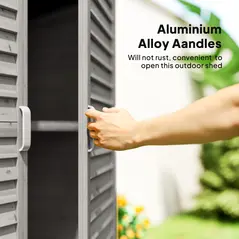 Outsunny Garden Shed Wooden Garden Storage Shed 2 Door Unit Solid Fir Wood Garage Tool Organisation Cabinet, 87L x 46.5W x 96.5Hcm, Grey - 7