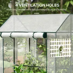 Outsunny Green House, Mini Greenhouse with 2 Roll-up Doors, Vent Holes and Reinforced Cover, 100 x 80 x 150cm - 6
