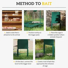 Outsunny Metal Rat Trap with Single Door, for Small Animals, Dark Green - 4