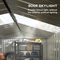 Outsunny Garden Storage Shed, Metal Outdoor Storage Shed House with Foundation Kit, Ventilation, Doors, 9 x 6FT, Grey - 4