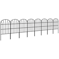Outsunny Metal Decorative Outdoor Picket Fence Panels Set of 8, Black - 1