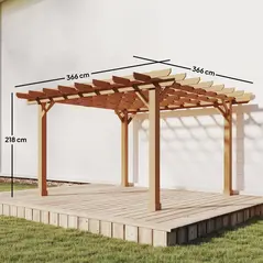 Outsunny Graden Pergola Kit, Wooden Pergola Gazebo Grape Trellis with Stable Structure, 3.6 x 3.6m, Dark Brown - 3