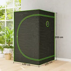 Outsunny Grow Tent 120 x 120 x 200 cm, Reflective Mylar Hydroponic Growing Tent with 600D Oxford Fabric, Observation Window, Vent, Zipper Door for Indoor Plant Growing, Black - 3