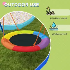 Outsunny Metal Kids Swing Set Nest Swing Seat with A-Frame Structure for Outdoor Use - Multicoloured - 6