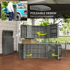 Outsunny Outdoor PE Rattan Sun Lounger, Folding Wicker Garden Lounger Recliner with 4-Level Adjustable Backrest, Rolling Sunbed Lounge Chair with Wheels, Non-Slip Legs for Balcony, Beach, Mixed-grey - 6