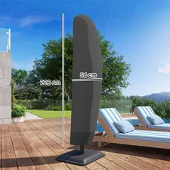 Outsunny Parasol Cover, 600D Oxford Cantilever Umbrella Cover Fit for 2-4m Parasol, Banana Umbrella Protector with Zipper for Outdoor Garden, Patio, Black - 3