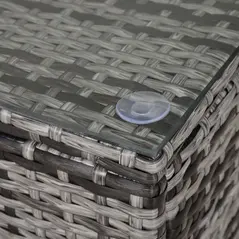 Outsunny PE Rattan Garden Coffee Table, with Glass Table Top - Grey - 7