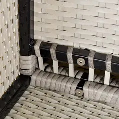 Outsunny Outdoor PE Rattan Furniture with Cushions, Garden Armless Chair with Adjustable Footpads and Back Support Cushion, for Garden, Yard, Terrace, Light Grey - 9