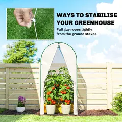 Outsunny Mini Greenhouse, Portable Green House with Roll-Up Door, PE Base, Small Greenhouse, 100 x 100 x 195 cm, White - 8