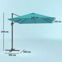 Outsunny Patio Offset Parasol Umbrella - Blue - 3
