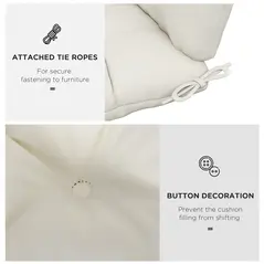 Outsunny Outdoor Garden Seat Cushion with Backrest, Cream White - 6