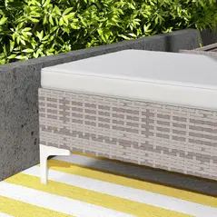 Outsunny Outdoor PE Rattan Sun Lounger Set of 2, Multi-position Backrest Adjustable Single Recliner Sunbed Daybed with Removeable & Washable Cushion, for Patio, Garden, Light Grey - 9