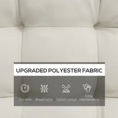 Outsunny Outdoor Garden Seat Cushion with Backrest, Cream White - 4