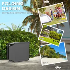 Outsunny Outdoor Foldable Sun Lounger Set of 2, 4 Level Adjustable Backrest Reclining Sun Lounger Chair with Angle Adjust Sun Shade Awning for Beach, Garden, Patio, Grey - 5