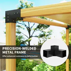 Outsunny Pergola Kit, DIY Pergola Brackets with 3-Way Pergola Corner Brackets and Post Base for 4" x 4" (Actual 3.6" x 3.6") Lumber, 8 PCS Includes Screws - 6