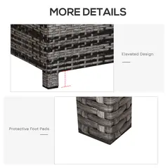 Outsunny PE Rattan Garden Coffee Table, with Glass Table Top - Grey - 4