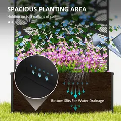 Outsunny Outdoor Metal Planter, with Back Trellis - Black - 4