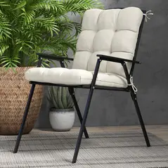 Outsunny Outdoor Garden Seat Cushion with Backrest, Cream White - 7