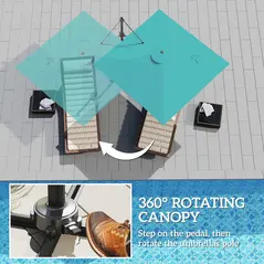 Outsunny Patio Offset Parasol Umbrella - Blue - 4