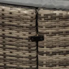 Outsunny Outdoor PE Rattan Garden Furniture with Cushioned, Patio Wicker Conversation Furniture Set, Round Daybed with Retractable Canopy, Coffee Table and Three Pillows, Dark Grey/Grey - 8