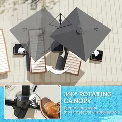 Outsunny Patio Offset Parasol Umbrella - Dark Grey - 4