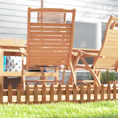 Outsunny Pack of 12 Wooden Border Fences, Garden Fixed Picket Fence for Lawn Edging, Flowerbed, 60L x 1D x 34H cm, Brown - 2