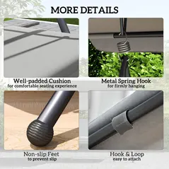 Outsunny Outdoor 2-in-1 Swing Chair Lounger 3 Seater Garden Swing Seat Bed Convertible Tilt Canopy W/ Cushion, Light Grey - 5