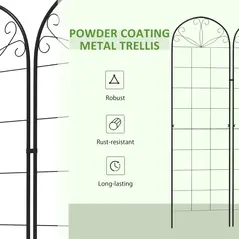 Outsunny Metal Trellis Set of 2, Garden Trellis for Climbing Plants Support Frames, Grid Design - 6