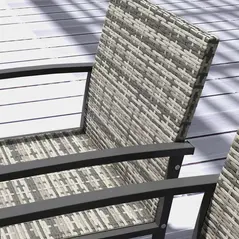 Outsunny Outdoor Dining Set 5 Pieces Patio Conservatory with Tempered Glass Tabletop,4 Dining Chairs - Mixed Grey - 8