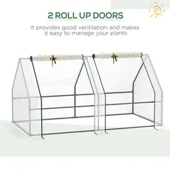 Outsunny Mini Small Greenhouse with Steel Frame & PE Cover & Zipped Window Poly tunnel Steeple for Plants Vegetables, 180 x 90 x 90 cm, White - 7