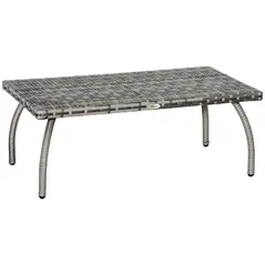 Outsunny PE Wicker Rattan Garden Coffee Table - Mixed Grey - 1