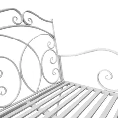 Outsunny Patio 2 Seater Rocking Bench Steel Garden Outdoor Garden Loveseat Chair w/ Decorative Backrest White - 6