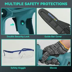 Outsunny Mini Pruning Saw Cordless, 8 Inch Electric Pruning Saw with 2 x 4000mAh Batteries, Brushless Motor and Safety Lock for Tree Trimming, Garden, Wood Cutting, Blue - 6