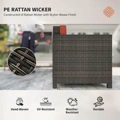 Outsunny PE Rattan Garden Armchair with Cushion - Mixed Brown/Orange - 4