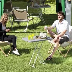 Outsunny Minimal Folding Outdoor Table - Grey/White - 2