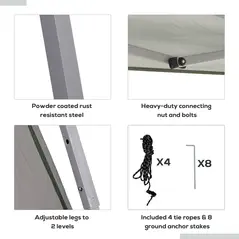 Outsunny Outdoor Garden Pop-up Gazebo Canopy Tent Sun Shade Event Shelter Folding with Adjustable Height, Mesh Screen Side Walls 3.5 M × 3.5 M Base / 3 M × 3 M Top, Green - 6