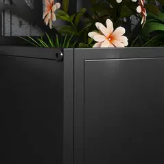 Outsunny Outdoor Metal Planter, with Back Trellis - Black - 9