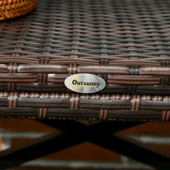 Outsunny PE Rattan Garden Side Table, Outdoor Coffee Table with X-Shape Frame, Mixed Brown - 8