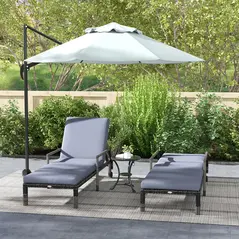 Outsunny Outdoor PE Rattan Sun Lounger Set of 2, Wicker Chaise Recliner Garden Chair with 5-Level Adjustable Backrest and 2 Wheels, Dark Grey - 9